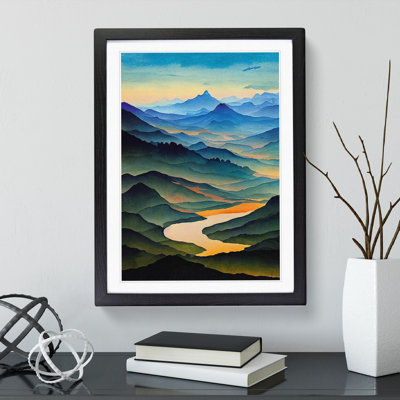 XV1022-3837X River Landscape Watercolour No.3 - Single Picture Frame Print