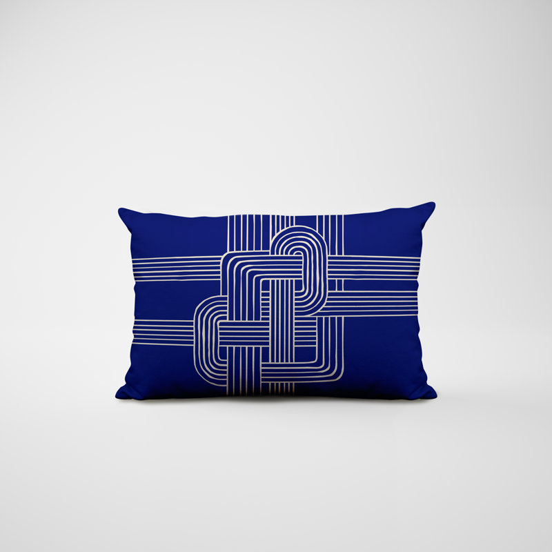 Polyester / Mélange de polyester Housse de coussin rectangulaire intérieure / extérieure lombaire et insert, Bleu marine