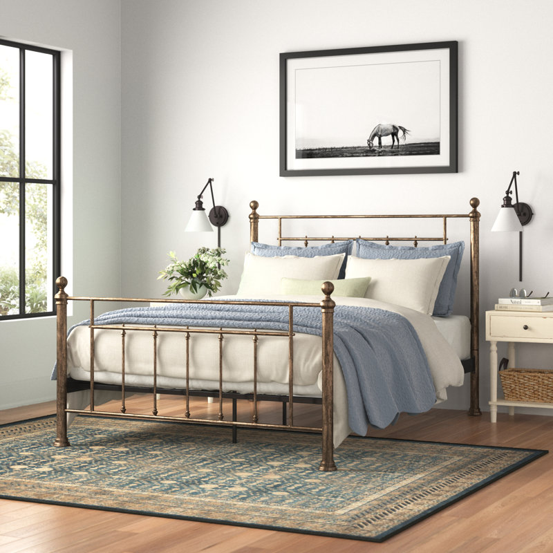 Laidman Bed, Antiqued Black Brass, Double (4'6), No Mattress