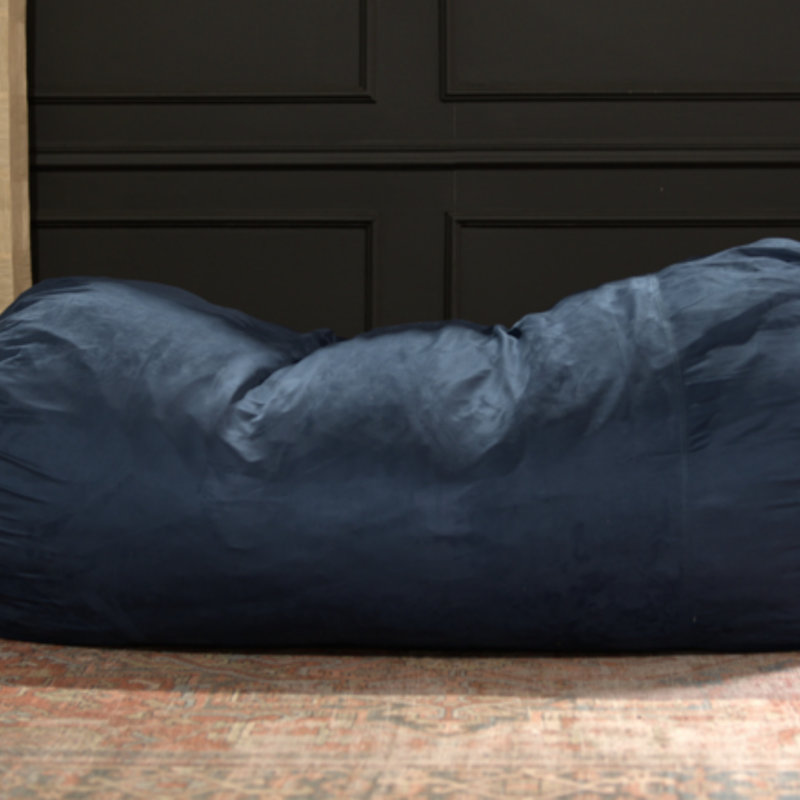 Fauteuil à billes cylindrique en suède de 6,5 pieds Marlin (fauteuil à billes), Bleu