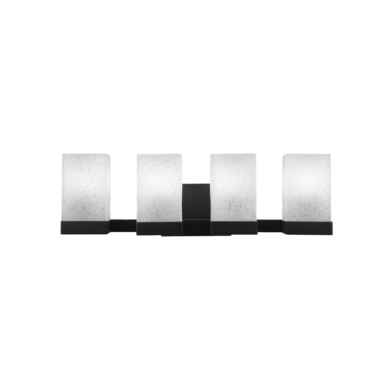 Karson 4 Light Bath Bar Shown With 4" Square Glass, Espresso, White Muslin