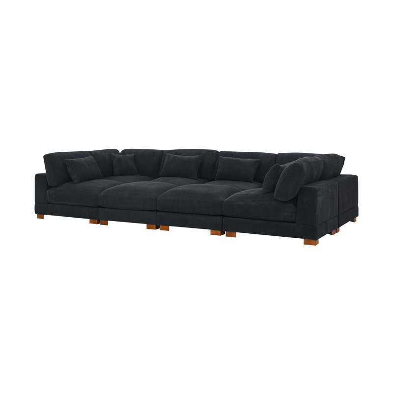 Chrisley Modular Corduroy Sectional, Black Corduroy