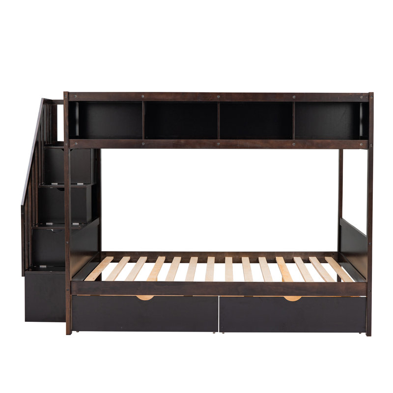 Lits avec rangement, lit simple en bois sur lit double, famille moderne