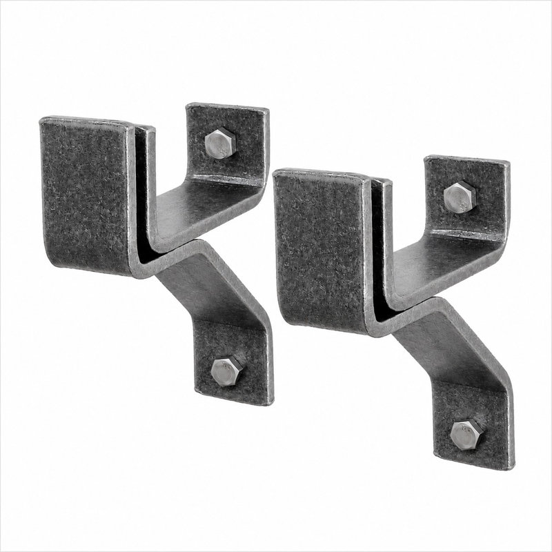 Handcrafted Wall Brackets For Roll End Bar, Hammered Steel, 4"