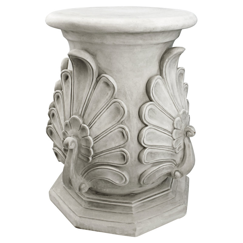 Antique Stone Finish Peacock Pedestal Table