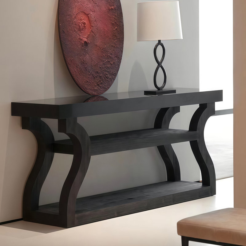 Console moderne simple et noire, H 33,5 po x l 47,2 po x P 13,8 po