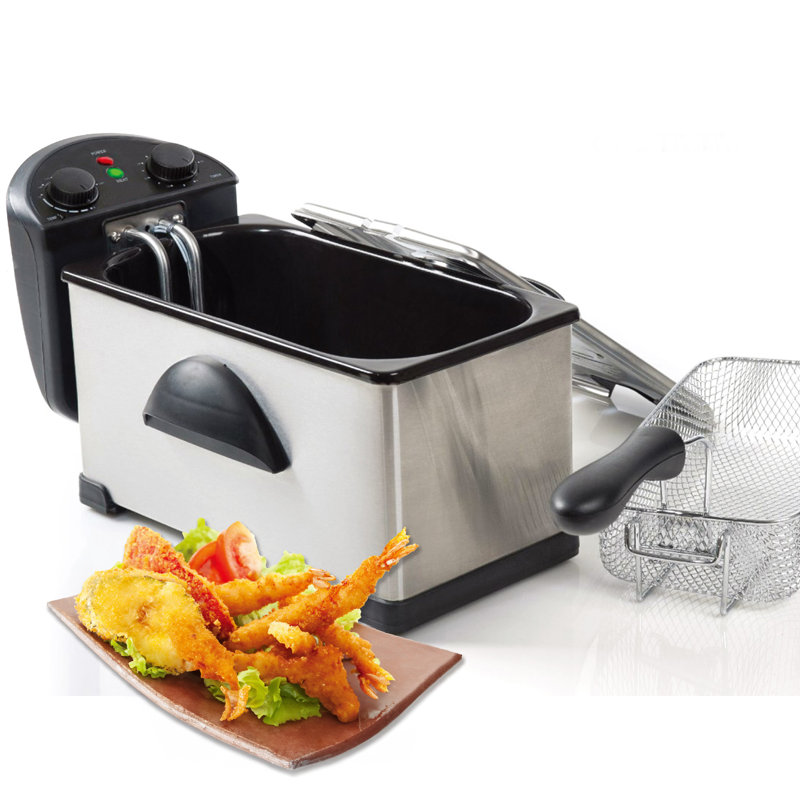 Friteuse électrique en acier inoxydable avec minuterie de 3,17 pintes MegaChef