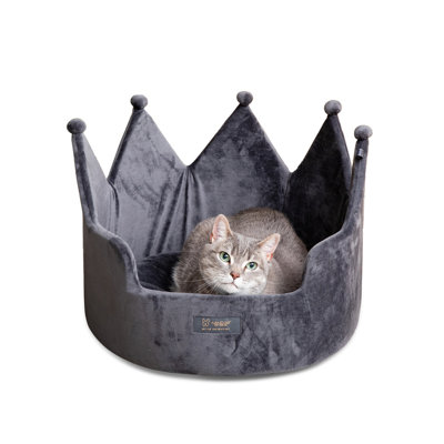  Pet Gear Prive Crown Bed Micro Plush Dark Gray - Large 18 In