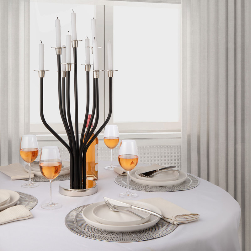 Bougeoir de table en acier inoxydable 24 po Radiant Tree, Noir / argent