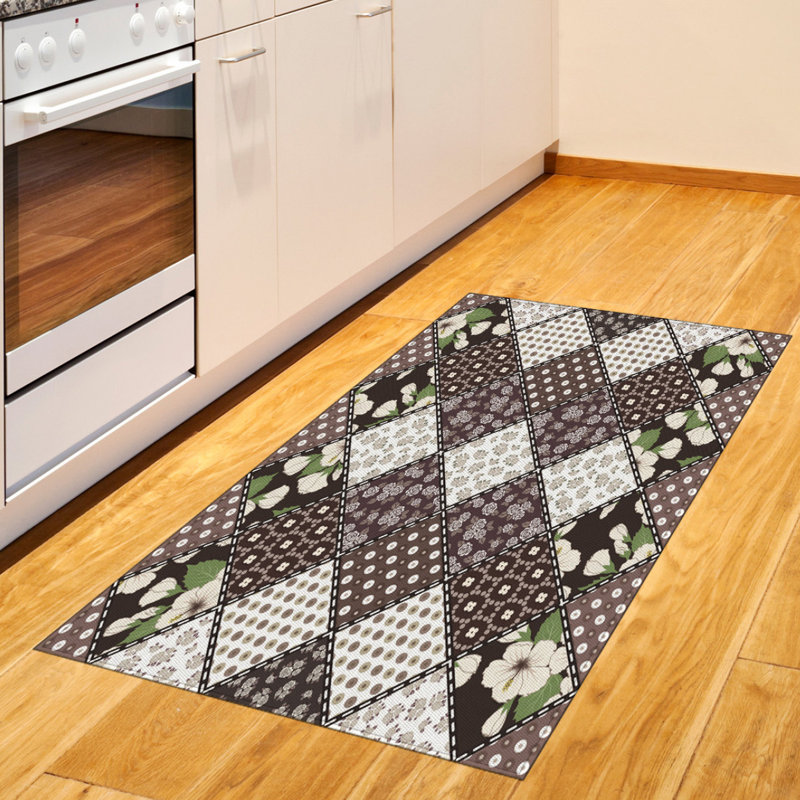 Tapis décoratif floral à haute densité en fibres de polyester, Rectangle 2 pi 7 po x 5 pi
