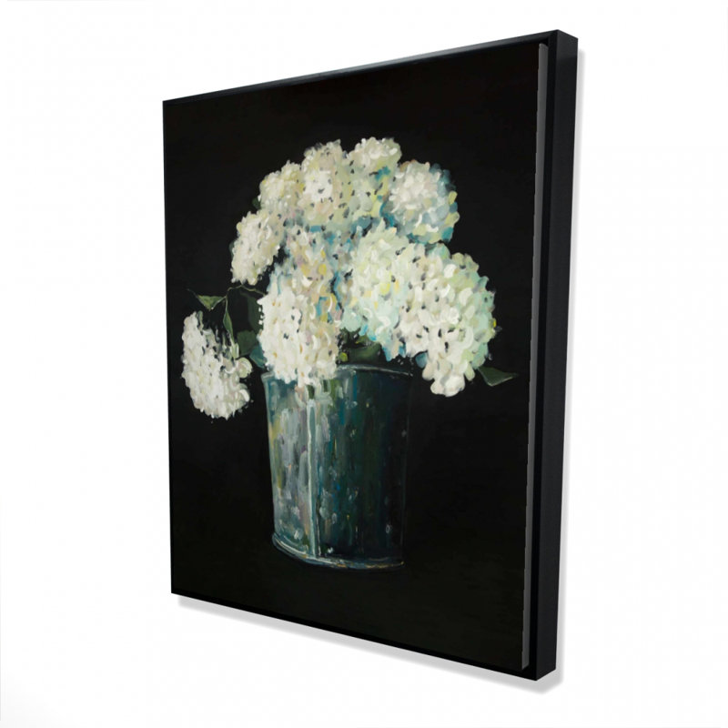 White Hydrangea Flowers Print On Canvas