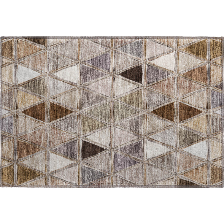 Premium Machine Washable Prisco Brown Rug