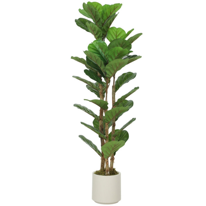 119.99 cm H Faux Fiddle Leaf Fig Tree Plant in Plastic and Cement