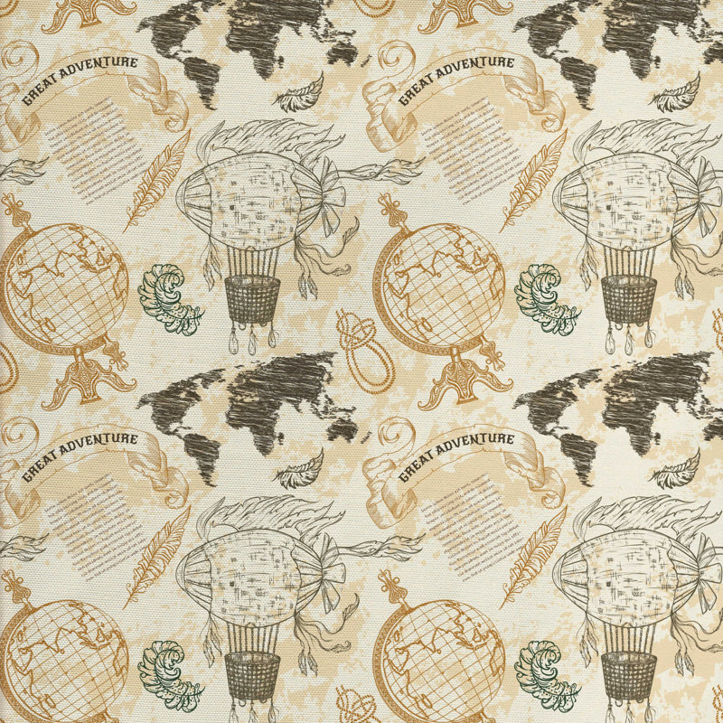 Tissu de carte du monde, l 36 po x L 360 po