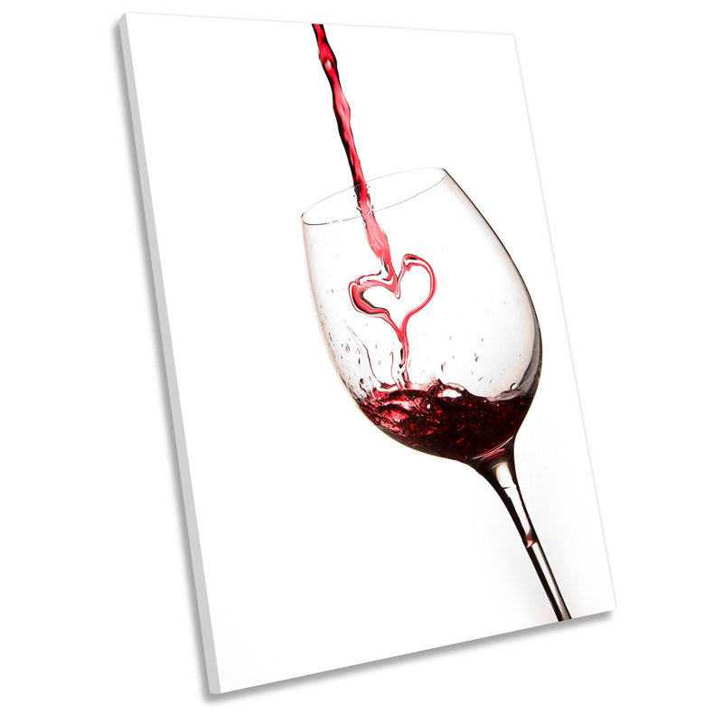 Love Heart Wine Glass - Wrapped Canvas Print, 45.7cm H x 30.5cm W x 2cm D