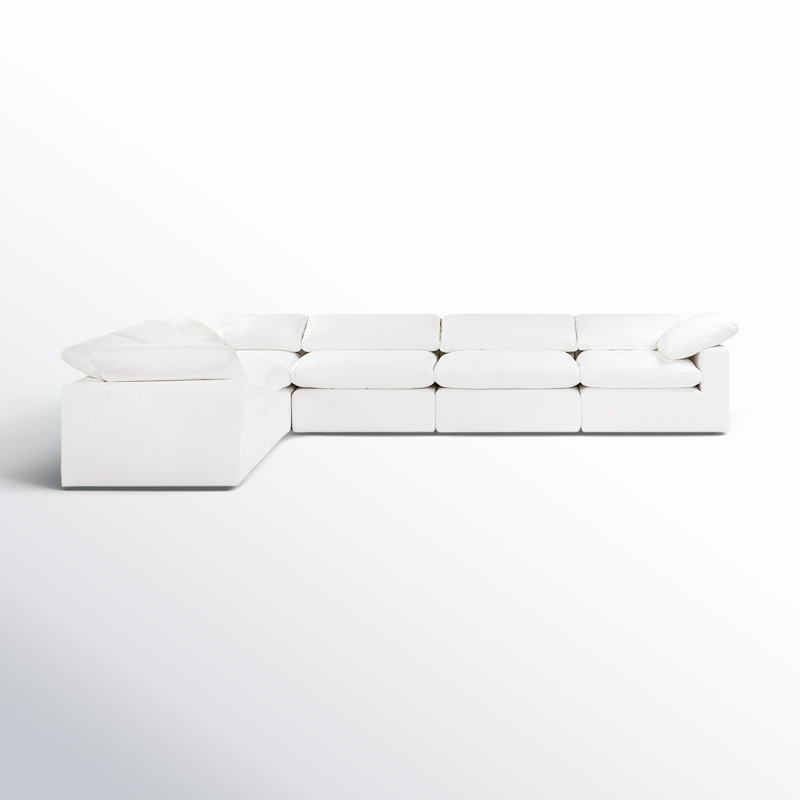 Canapé modulaire rembourré 6 pièces Wonardo, Tissu en coton blanc