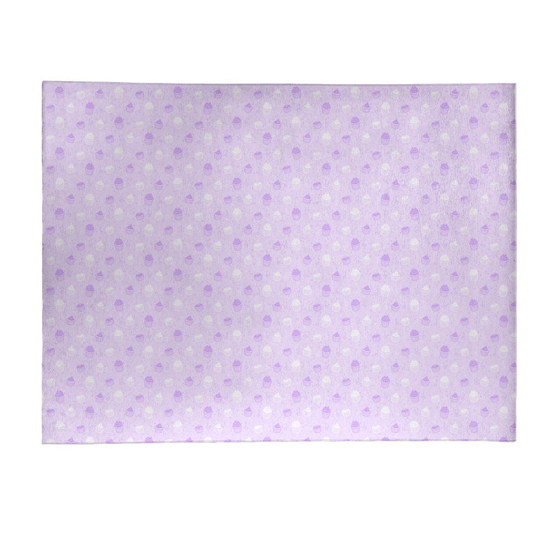Tapis de zone mauve à rayures petits gâteaux, Rectangle 5 pi x 7 pi
