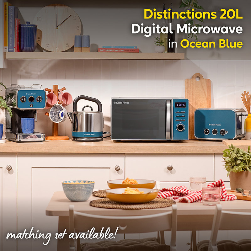 Russell Hobbs Rhmd832b Distinctions 20 Litre Stainless Steel Digital Microwave, Ocean Blue