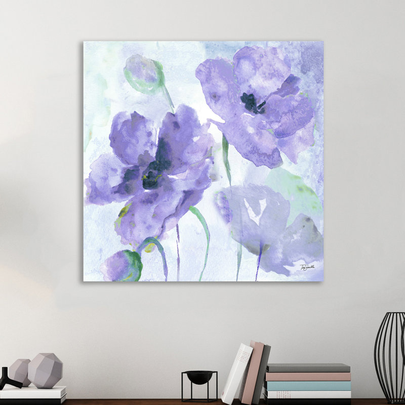 «Purple Poppies II» par Tre Sorelle Studios, reproduction sur toile, H 12 po x l 12 po
