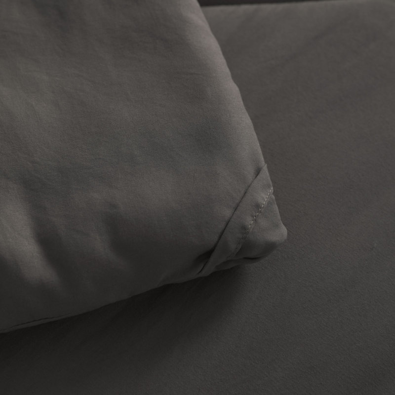 Ensemble de literie en microfibre toutes saisons 5 pièces, Gris foncé