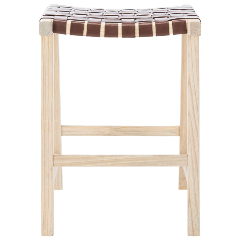 Alston Counter Stool with Solid Wood Frame, Counter Stool (26.8” Seat Height), Light Natural, Cognac