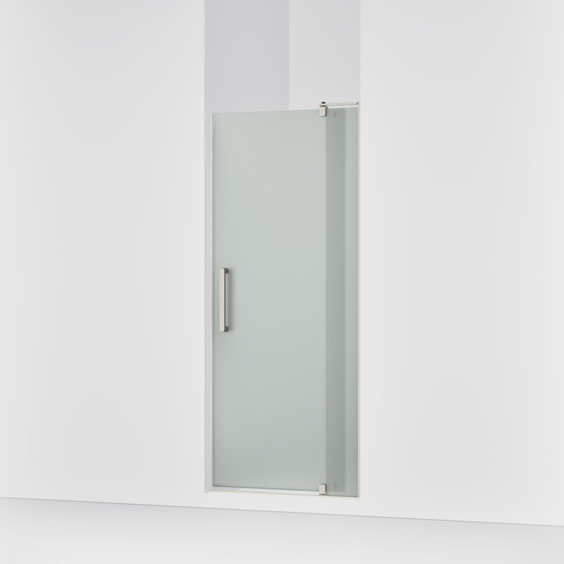 Revel 27.25'' x 70'' Pivot Shower Door with CleanCoat® Technology, Anodized Brushed Nickel, Frosted