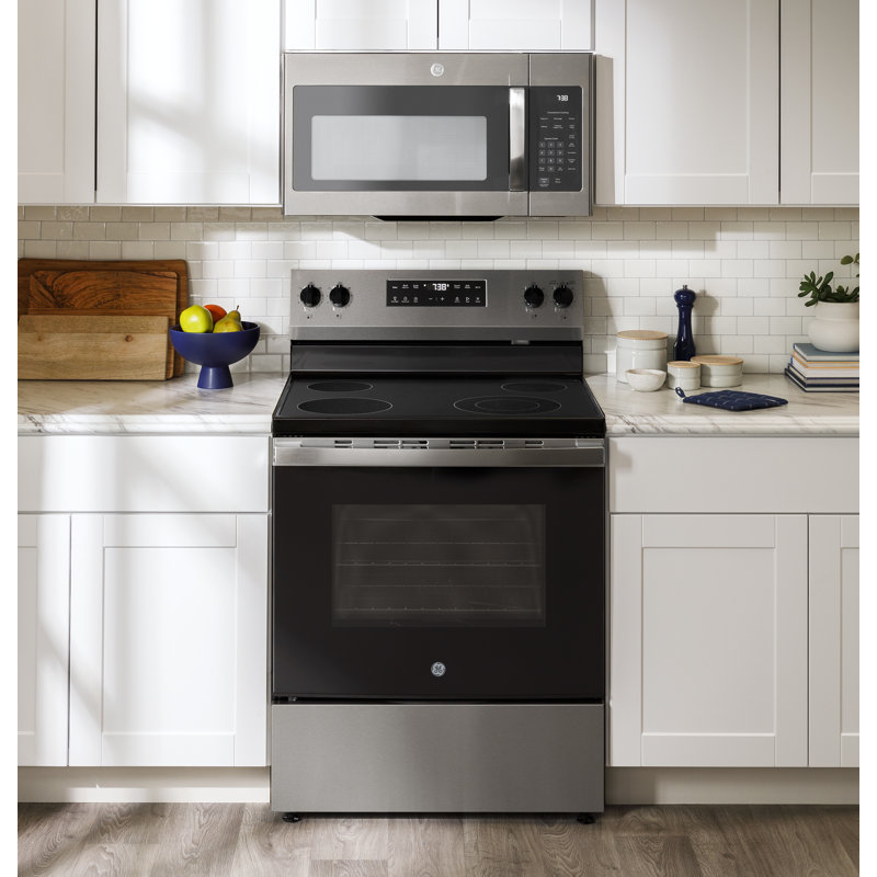 GE ENERGY STAR 30" Free-Standing Electric Range, Stainless Steel/Black