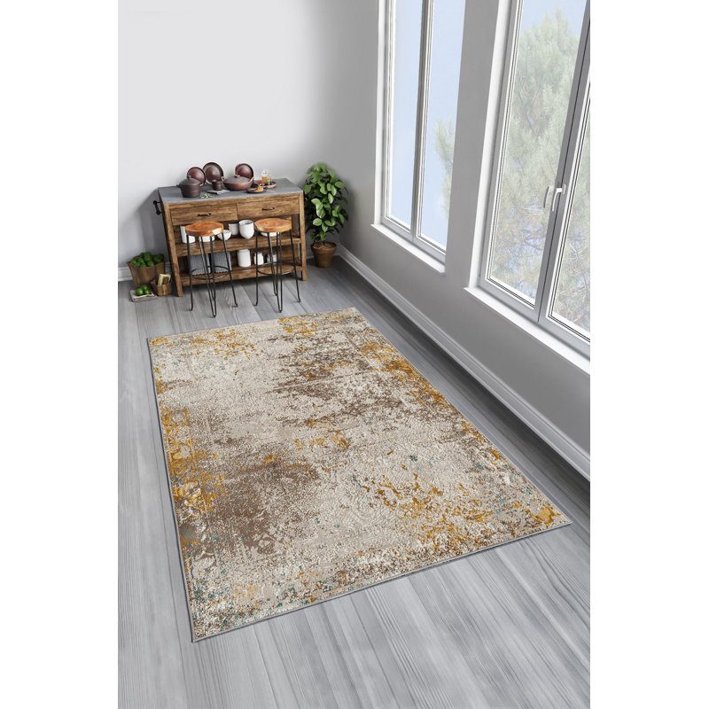 Tapis écologique, 100% polyester, 4,7 x 5,9 pi | 650 g / m², antibactérien, points antidérapants en PVC dessous | Lavable à la machine, impression numérique | Parfait pour le salon, la chambre à coucher et les aires de jeux
