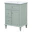 Meuble-lavabo 24 po avec lavabo, meuble-lavabo avec un tiroir rabattable et deux tiroirs, tablette réglable, bois et panneau de fibres à densité moyenne, vert-856271820
