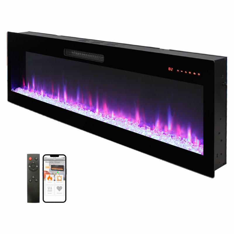 Chaufferette électrique Smart 60 compatible Wi-Fi, encastrée dans le mur et murale avec effet de flamme réaliste 3D