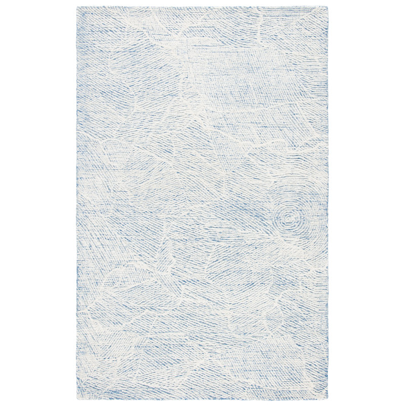 Bouldin Handmade Tufted Wool Blue Area Rug, Rectangle 2' x 3'