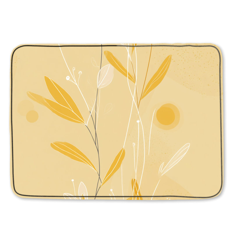 Tapis de bain floral, Simple - L 24 po x l 17 po, Beige Floral Abstract