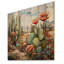 Corail vert cactus du désert pointillisme III - art mural floral sur bois de pin naturel-109493055