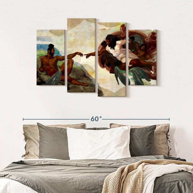 Impression sur toile multi-pièces, "création de Adam", H 32 po x l 52 po x P 1,25 po