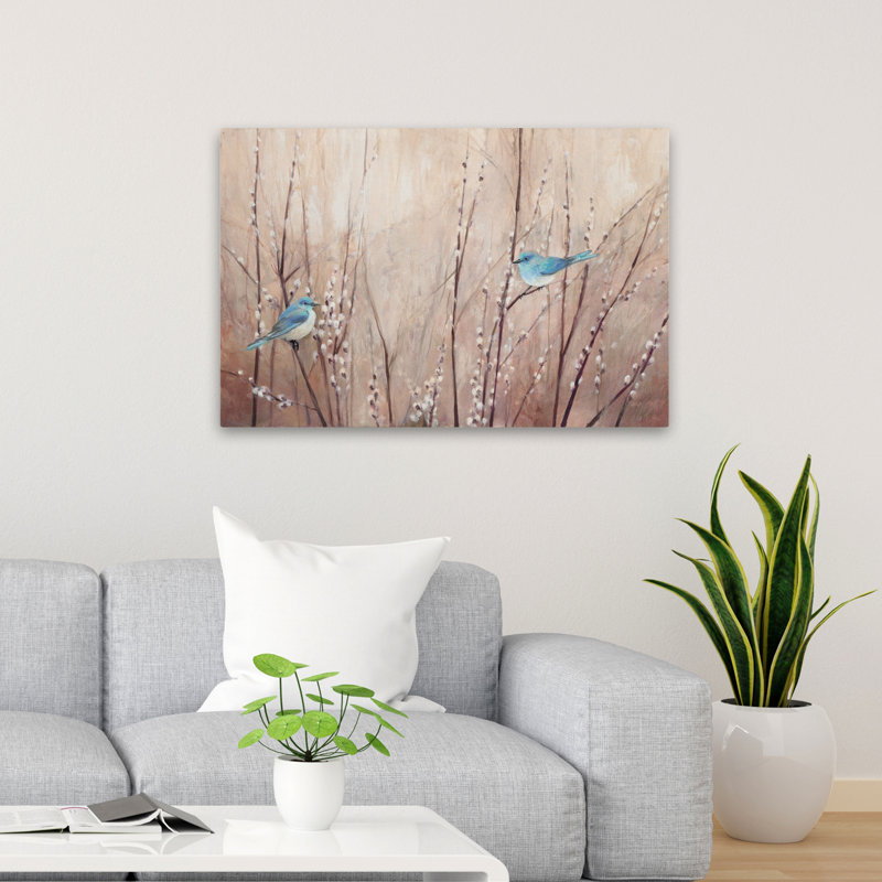 Jolis oiseaux - animaux, oiseaux, branches bleues, H 24 po x l 36 po