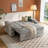 65" Convertible Sleeper Sofa With Pull-Out Bed, Loveseat Sofa Bed with Adjustable Backrest & 360° Swivel Side Table, Gray-821232060