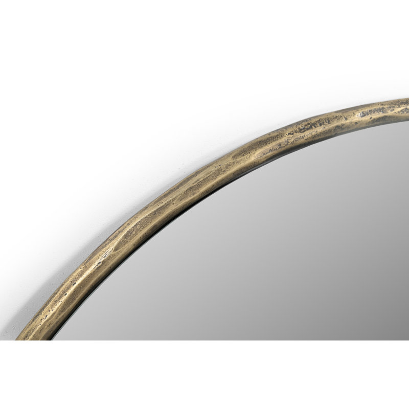 Nyra 36" Round Mirror With A Modern Hand-forged Iron Frame In Brass Finish