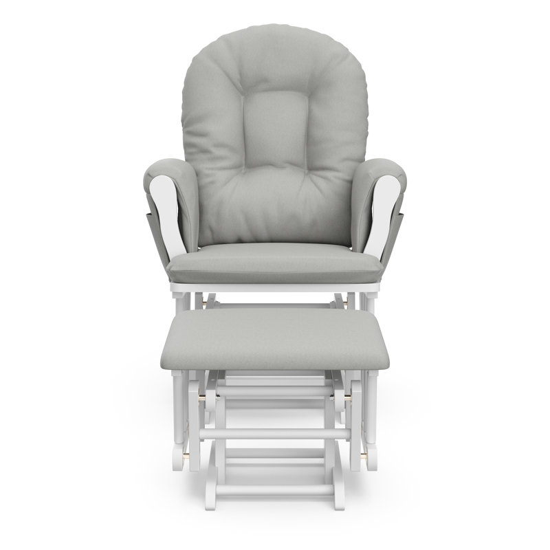 Hoop Glider with Ottoman, White, Light Gray