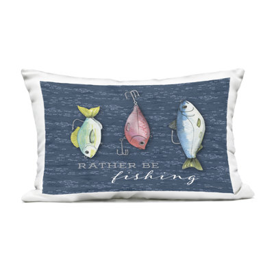 Rather Be Fishing Outdoor Printed Pillow, design by Holly Thomas Stein