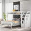 Lit mezzanine simple au-dessus d'un lit double avec escalier et rangement désirable - blanc pour des années d'utilisation-118036566