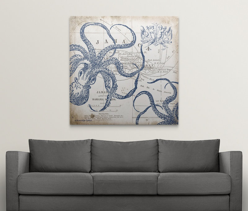« octopi ii », gwendolyn babbitt, impression, H 35 po x l 35 po x P 1,5 po, Toile