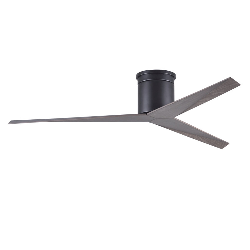 Ventilateur de plafond 3 pales 56 "avec télécommande, Ton bois de frêne gris, Noir mat