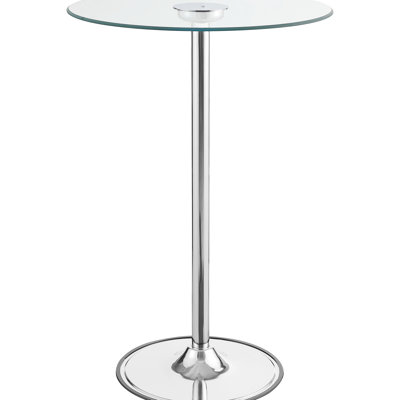 Glass Top Led Bistro Bar Table In Finish - Round Dining Room Piece, 42 Inches Tall, 28 Dimensions, Energy Efficient Lighting, Metal Base, Contemporary Look With Table, Height, Width And Depth, Saving