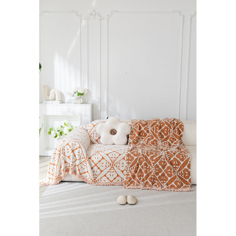 Housse pour canapé en chenille, Chenille orange, H 0,2 po x l 103 po x P 71 po