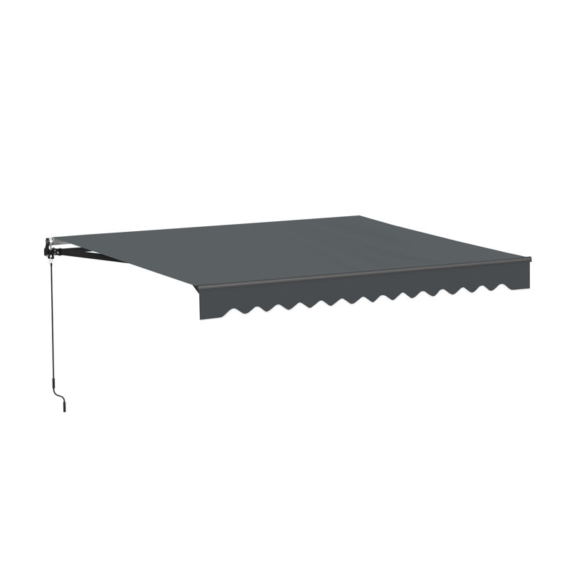 Retractable Home Patio Awning | Deck Canopy |UV Protection Sunshade | Manual Black Frame | Upgraded 2024, Charcoal Gray