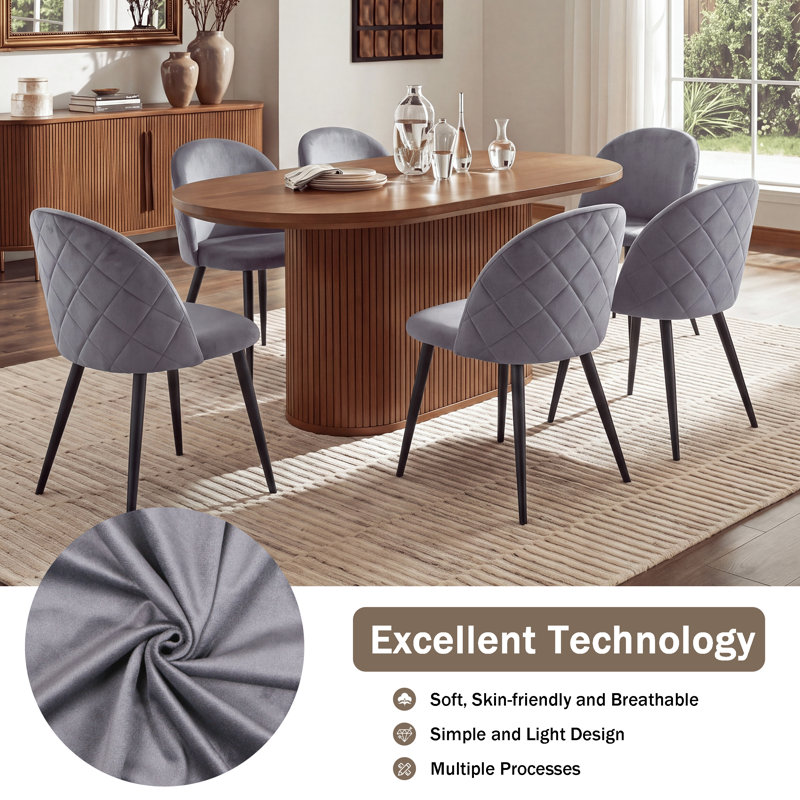 Adebola 43cm H Upholstered Metal Side Chair, Grey, 4