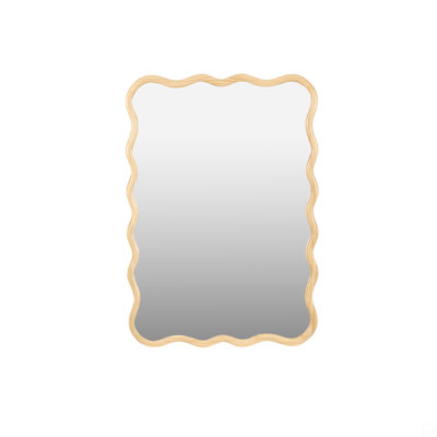 Solid Wood Wavy Rectangle Mirror Wall Decor