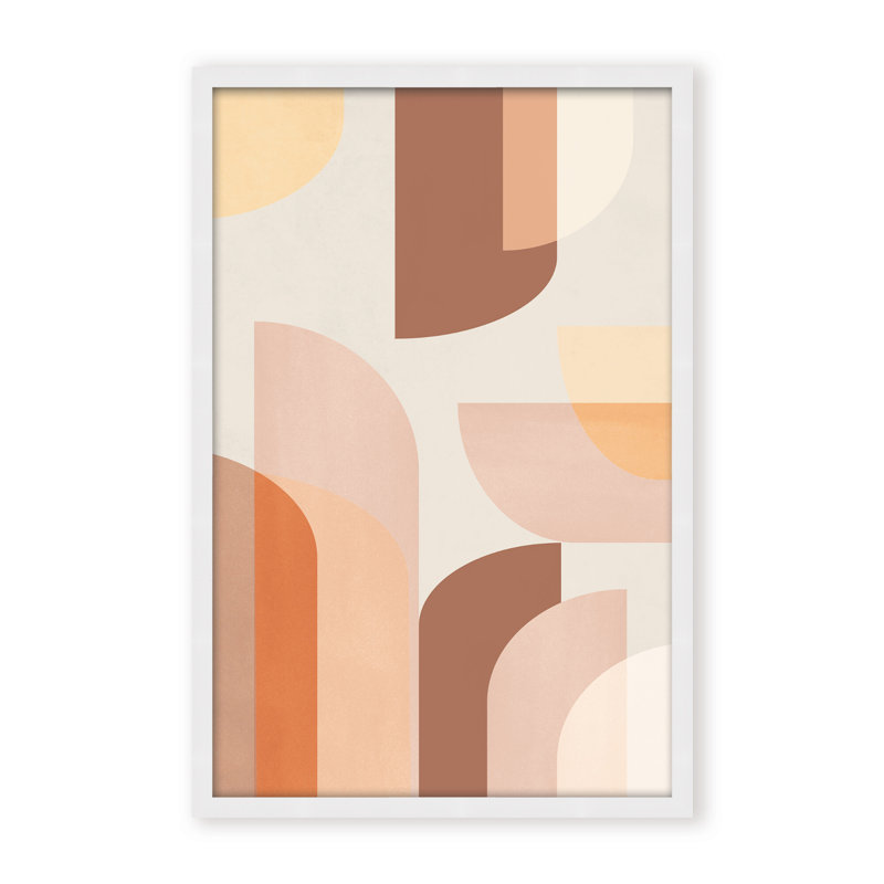 Abstract Retro Geometric by  - Picture Frame Graphic Art on Paper, 24" H x 16" W x 1.125" D, Brown, Framed Matted Print