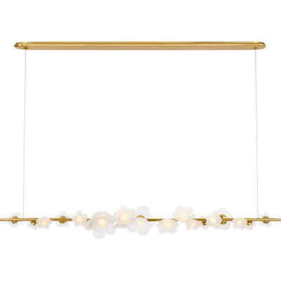 Petaluma 63" Linear Chandelier with Etched and Clear Glass Flowers
