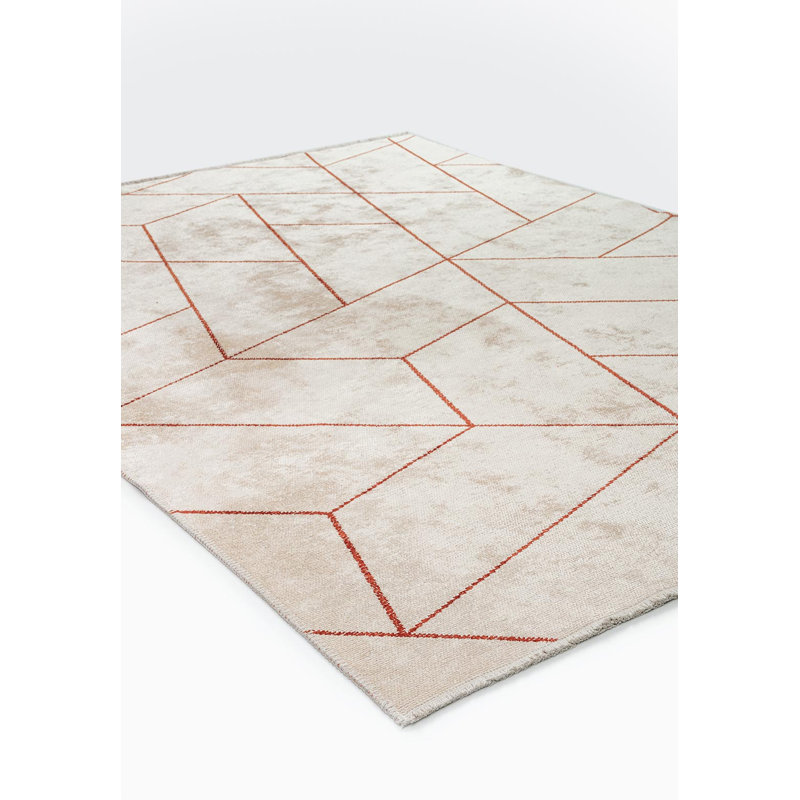 Tapis à motif géométrique triangulaire, Rectangle 7 pi 10 po x 9 pi 10 po
